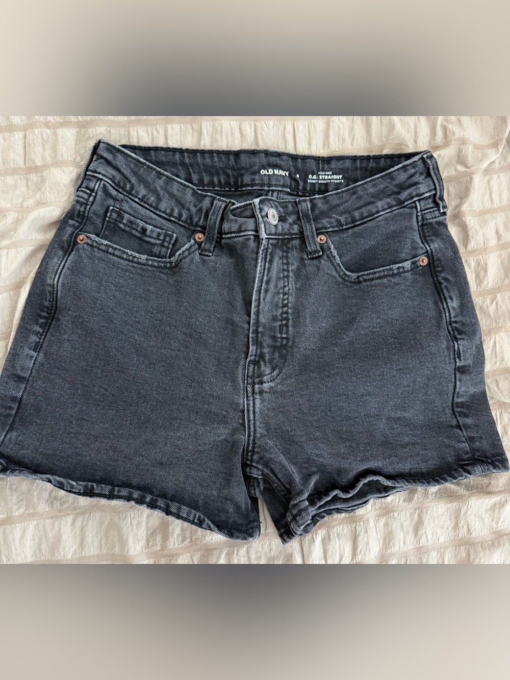 Old Navy Black High-Rise O.G. Straight Denim Shorts